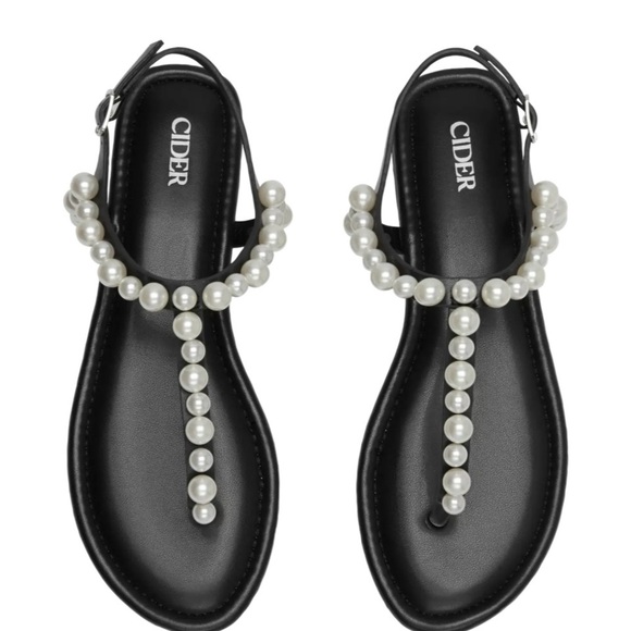 Cider Shoes - Cider Black Sandals with Pearl Accents NWOT